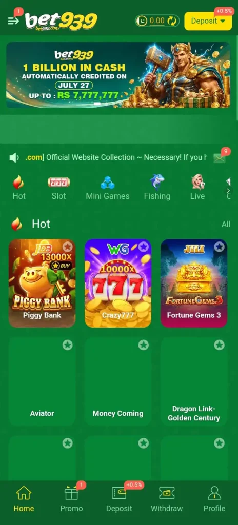 BET939 Game interface