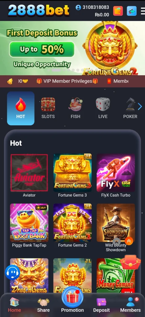 2888BET Game Interface