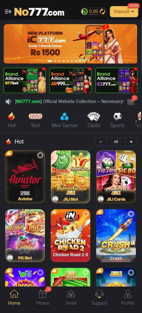 NO777 Game Interface