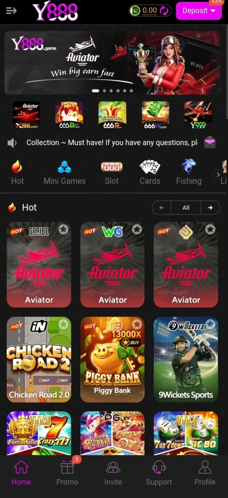 Y888 Game Interface
